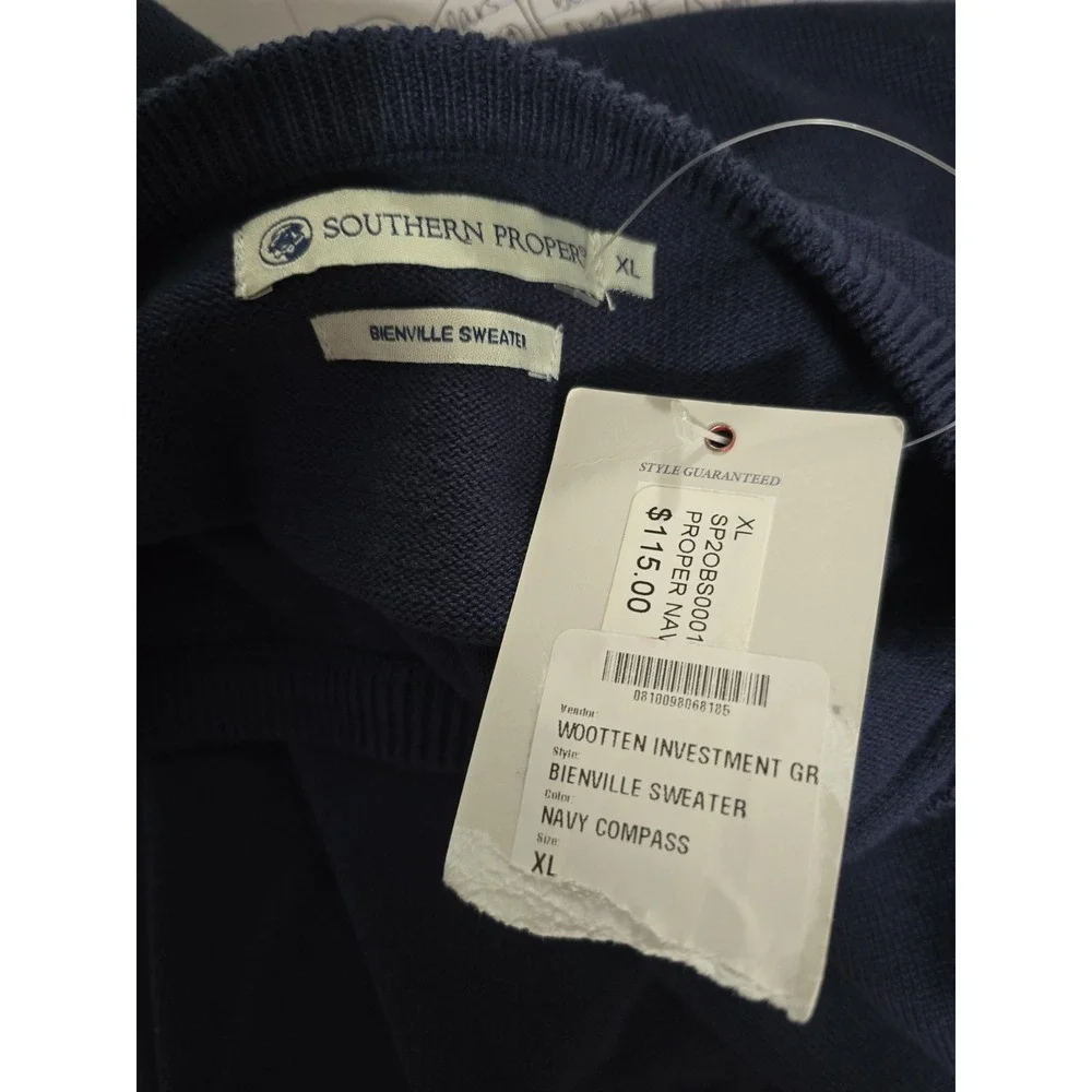 NEW Southern Proper Bienville Sweater XL‎ Knit Pullover Navy Blue Snowflake